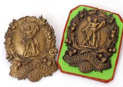 Pair of brass 1st Aberdeen Volunteer Rifles 33rd Btn cap badges