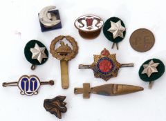 Mixed Lot: cap badges and buttonhole badges to include small Royal Gloucestershire hat pin etc