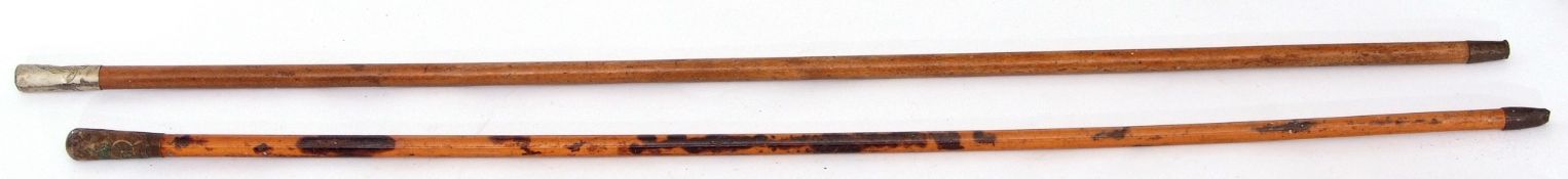 Pair of 20th century British Army swagger sticks to include one example from Royal Norfolk Regt,