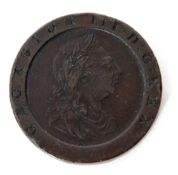 George III cartwheel two-pence coin dated 1797