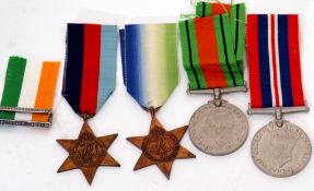 Four WWII British campaign medals to include 1939-45 Star, Atlantic Star, Defence Medal, 1939-45