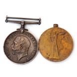 Pair of WWI medals to include 1914-18 War Medal together with a British Victory medal, both