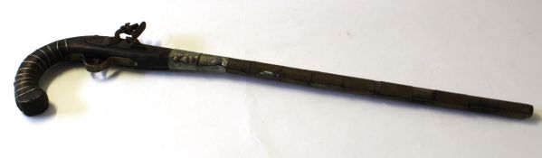 19th century decorative possibly Middle Eastern/North African camel gun, the barrel bound with