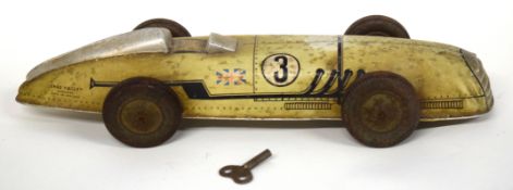 Vintage tin plate Chad Valley racing car