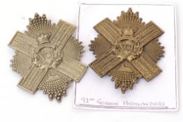 Pair of 92nd Gordon Highlander cap badges