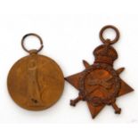 WWI pair comprising 1914-15 Star, Victory Medal impressed to Cpl and later Capt F W Lock, 63543,