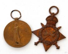 WWI pair comprising 1914-15 Star, Victory Medal impressed to Cpl and later Capt F W Lock, 63543,