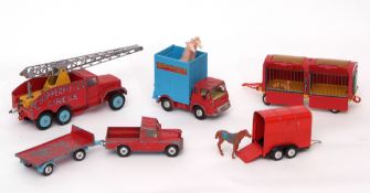 Collection of Corgi Chipperfield's Circus vehicles including Land Rover with trailer and giraffe