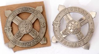 Pair of Scottish Highland Regiment Glengarry cap badges (2)