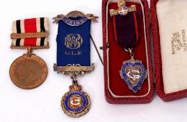 Pair of Masonic jewels to include an example of second degree impressed Brother Albert Copday by the