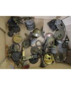 BOX CONTAINING BRASS FITTINGS, HANDLES ETC