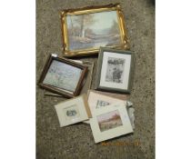 GROUP OF UNFRAMED PRINTS, PICTURES, OILS ETC