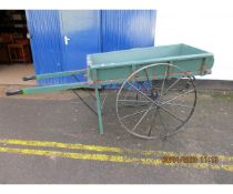 MODERN PAINTED BARROW BOYS TYPE CART WITH CAST WHEELS