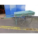 MODERN PAINTED BARROW BOYS TYPE CART WITH CAST WHEELS