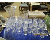 QUANTITY OF MIXED GLASS WARES, VASE ETC