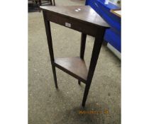 MAHOGANY FRAMED TWO-TIER CORNER TABLE