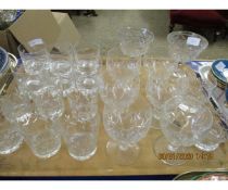 TRAY CONTAINING MIXED WINE GLASSES, TUMBLERS ETC