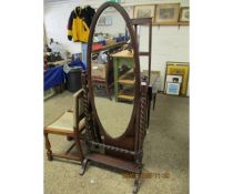 MID-20TH CENTURY CHEVAL MIRROR ON BARLEY TWIST SUPPORTS