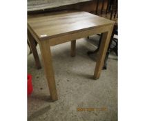 OAK SQUARE FORMED SIDE TABLE ON HEAVY SQUARE LEGS