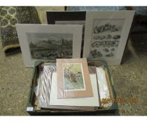 BOX CONTAINING MIXED UNFRAMED PRINTS, PICTURES, EPHEMERA
