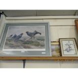 FRAMED BRIAN RAWLINGS SIGNED PRINT "THE WILDLIFE OF JURA" TOGETHER WITH A FURTHER OIL ON PANEL BY