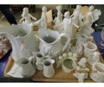 PORTMEIRION PARIAN JUG, WEDGWOOD PARIAN SET OF FIGURES ETC