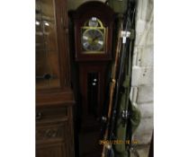 TEAK FRAMED GRANDMOTHER CLOCK