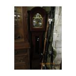 TEAK FRAMED GRANDMOTHER CLOCK