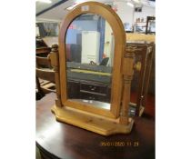 PINE FRAMED ARCH TOP DRESSING TABLE MIRROR