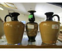 TWO ROYAL DOULTON STONEWARE JARS AND A DOULTON VASE (3), THE VASE 20CM HIGH