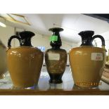 TWO ROYAL DOULTON STONEWARE JARS AND A DOULTON VASE (3), THE VASE 20CM HIGH