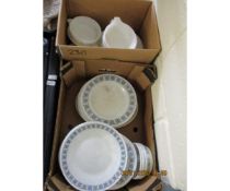 TWO BOXES OF MIXED PYREX PLATES, BOWLS ETC