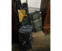 MIXED LOT OF MODERN FISHING GEAR TO INCLUDE RODS, POLES, NETS, SEATS ETC