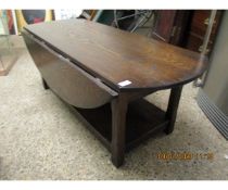 OAK FRAMED CIRCULAR DROP LEAF TABLE