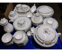 GOOD QUALITY WORCESTER SILVER RIMMED DINNER WARES TO INCLUDE TUREENS, PLATES, CUPS, SAUCERS, TEA POT