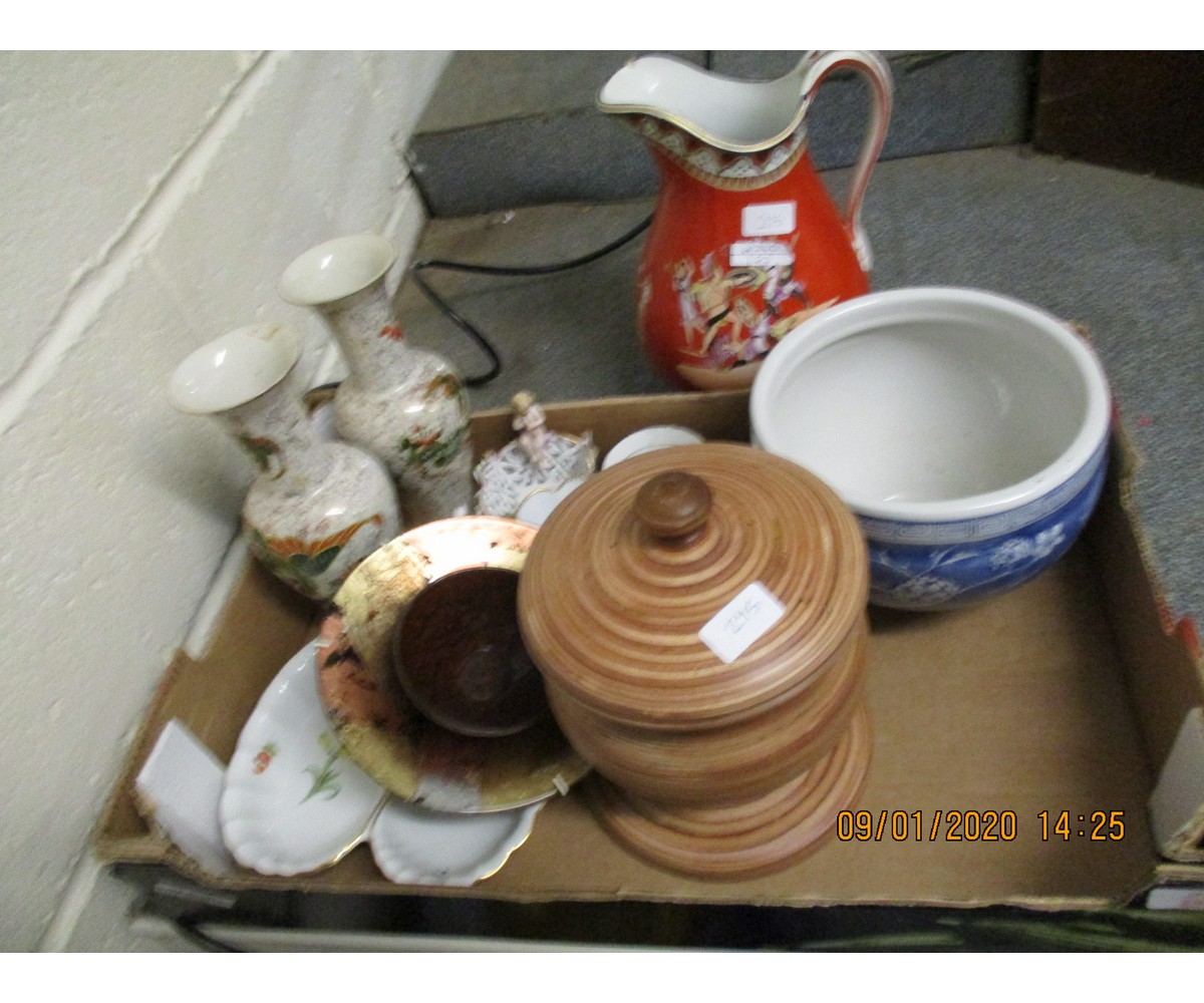 WASH JUG, BLUE AND WHITE PRINTED BOWL, CHINA WARES ETC