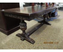 OAK OLD CHARM RECTANGULAR COFFEE TABLE WITH TURNED PINEAPPLE SUPPORTS