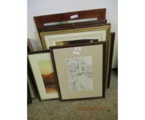 GROUP OF PRINTS, PICTURES, CORNWALL REPRODUCTION MAP ETC