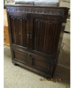 REPRODUCTION LINENFOLD CARVED TV CABINET