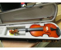 CASED VIOLIN AND BOW