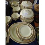 QUANTITY OF CROWN DEVON GILDED RIM DINNER WARES TO INCLUDE TUREENS, PLATES ETC