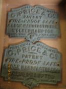 TWO CAST IRON C PRICE & CO SAFE PLAQUES