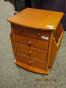 BEECHWOOD TABLE WITH SIDE MAGAZINE RACKS FITTED WITH FOUR DRAWERS