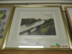 FRAMED PRINT OF THE THAMES AT PANGBOURNE