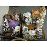 MIXED LOT OF CONTINENTAL ORNAMENTS, COTTAGE WARES, BISCUIT BARREL ETC (2)