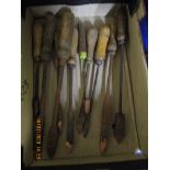 BOX CONTAINING VINTAGE SOLDERING IRONS