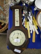 GROUP CONTAINING A BAROMETER, BONE HANDLED KNIVES ETC