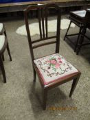 EDWARDIAN MAHOGANY BEDROOM CHAIR WITH EMBROIDERED SEAT