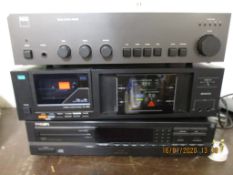 NAD STEREO AMPLIFIER, A FURTHER SANSUI CASSETTE DECK AND FURTHER PHILIPS UNIT (3)