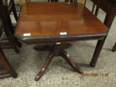 MAHOGANY SQUARE TOP TABLE WITH CANTED CORNERS